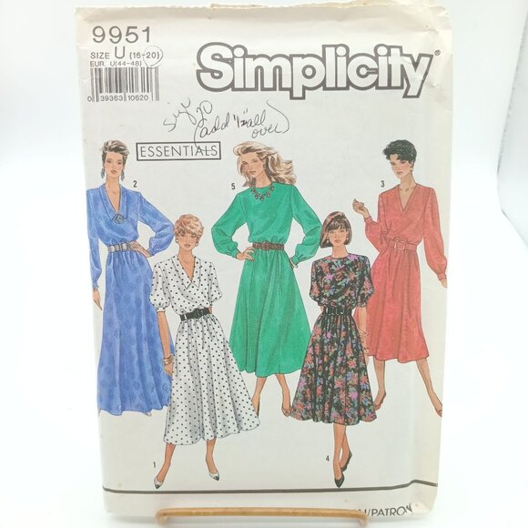 Vintage Simplicity 9951 Sewing Pattern Misses Dresses Size U (16-20) - Picture 1 of 2